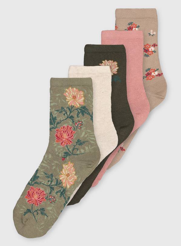 Buy Floral Print Ankle Socks 5 Pack 4 8 Socks Tu